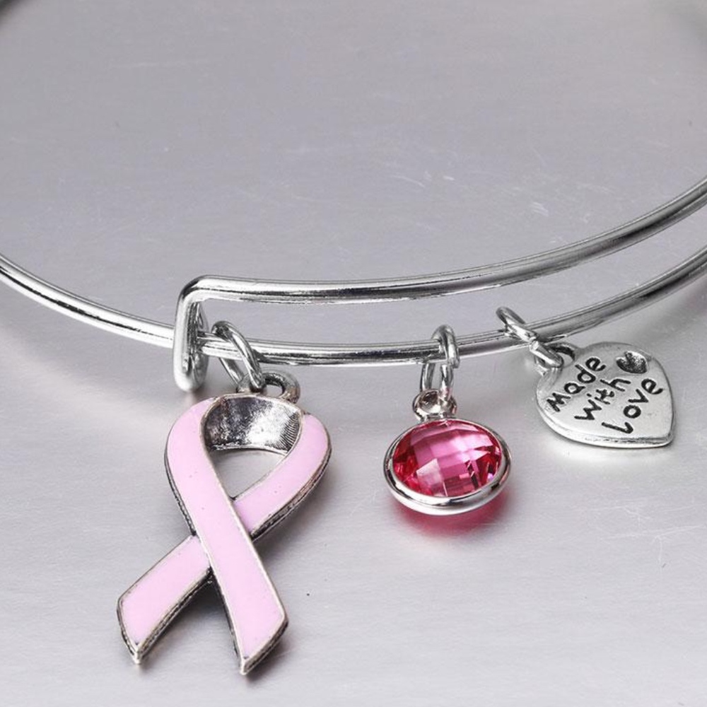 Breast Cancer Awareness Ribbon Bangle - Picture 3 of 4